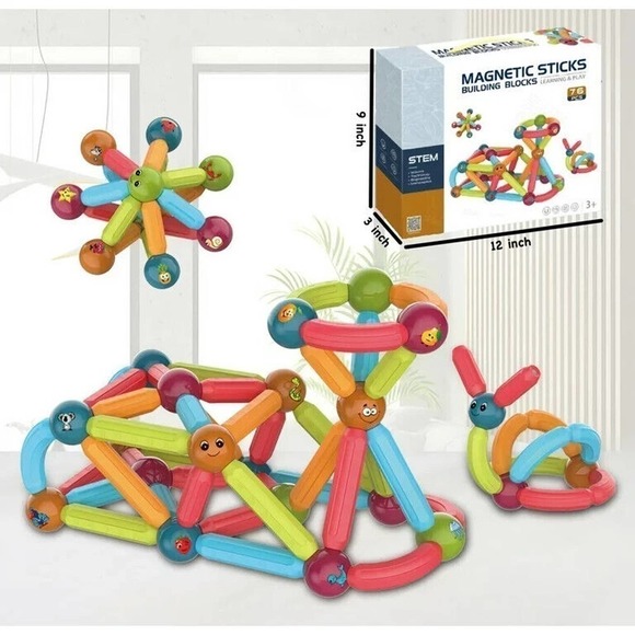 Magnet Stix Magnetized Building Sticks & Balls Set 76 Pieces STEM - Picture 1 of 6